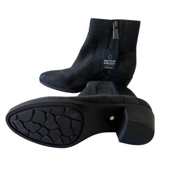 Vionic Water Proof Shantelle US 5 EU 36 Black Suede Heal Booties Arch Support N - Picture 10 of 13